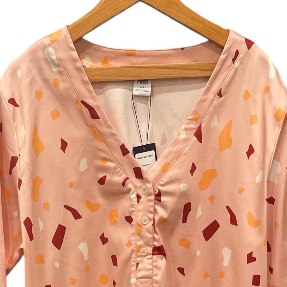 Smash + Tess L Terrazzo Pink Henley Sleep Dress TENCEL™ Stretch